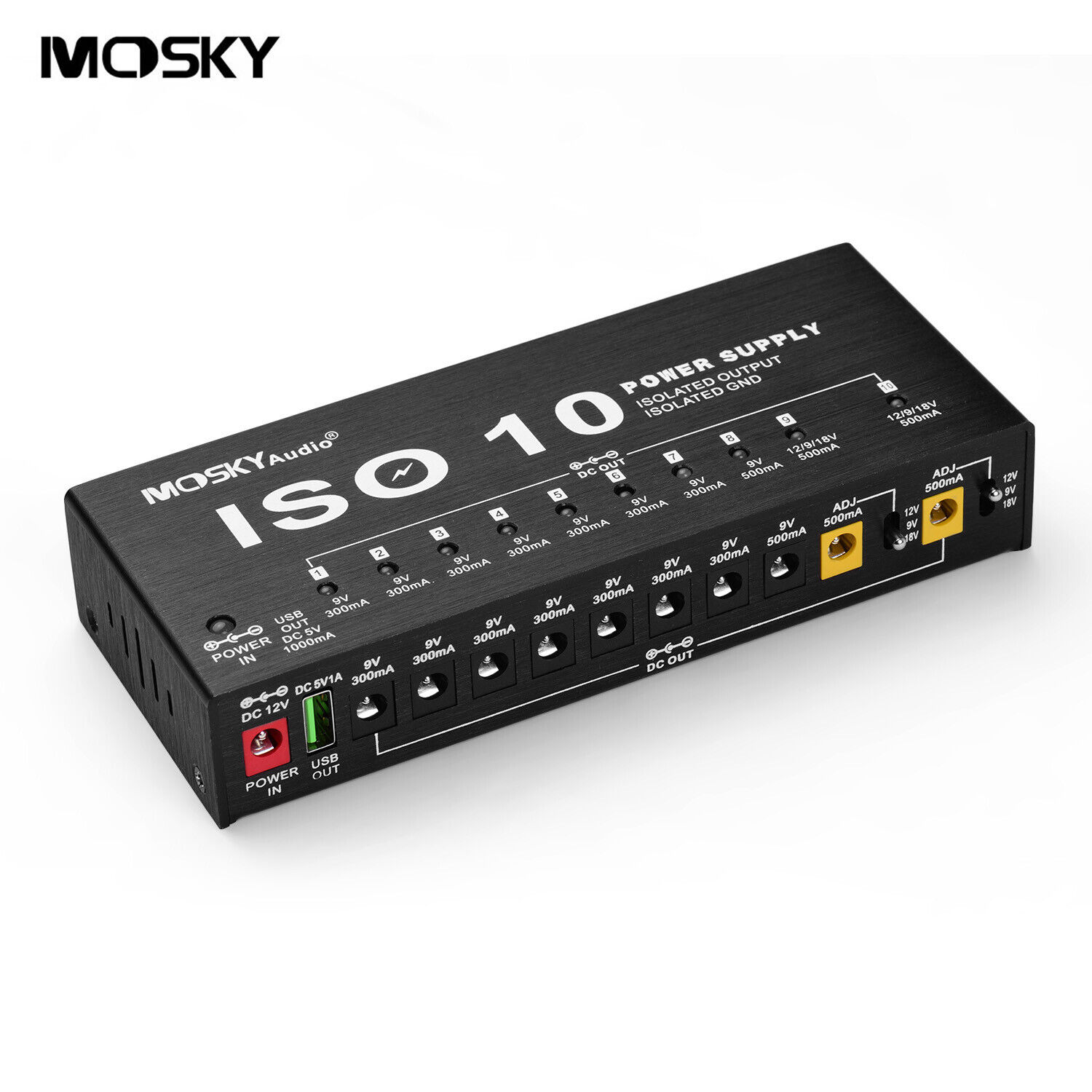 Mosky ISO 10 POWER SUPPLY Guitar Effect Pedal Board Power Supply 9V 12V 18V USA
