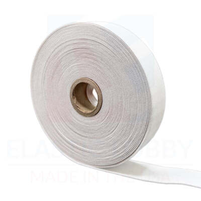 1'' (25mm) Heavy White Knitted Elastic - US Made