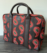 PAUL SMITH BROWN LEATHER EMBROIDERED PAISLEY FOLIO MESSENGER BAG RETAIL £750