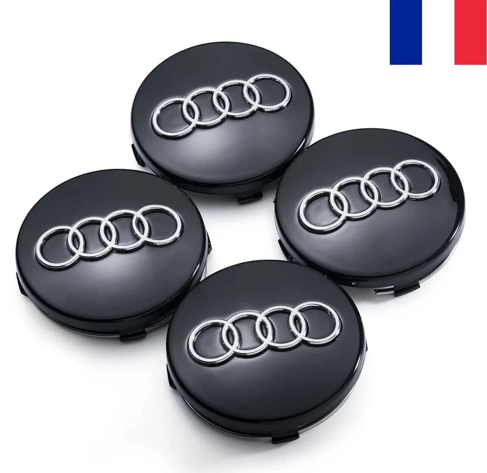 Lot de 4 Centres de roue cache moyeu Noir 60mm AUDI A1 A2 A3 A4 TT - Photo 3/4