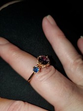 Size 8. NWT.  Gold. Saphire and Amathyst ring.