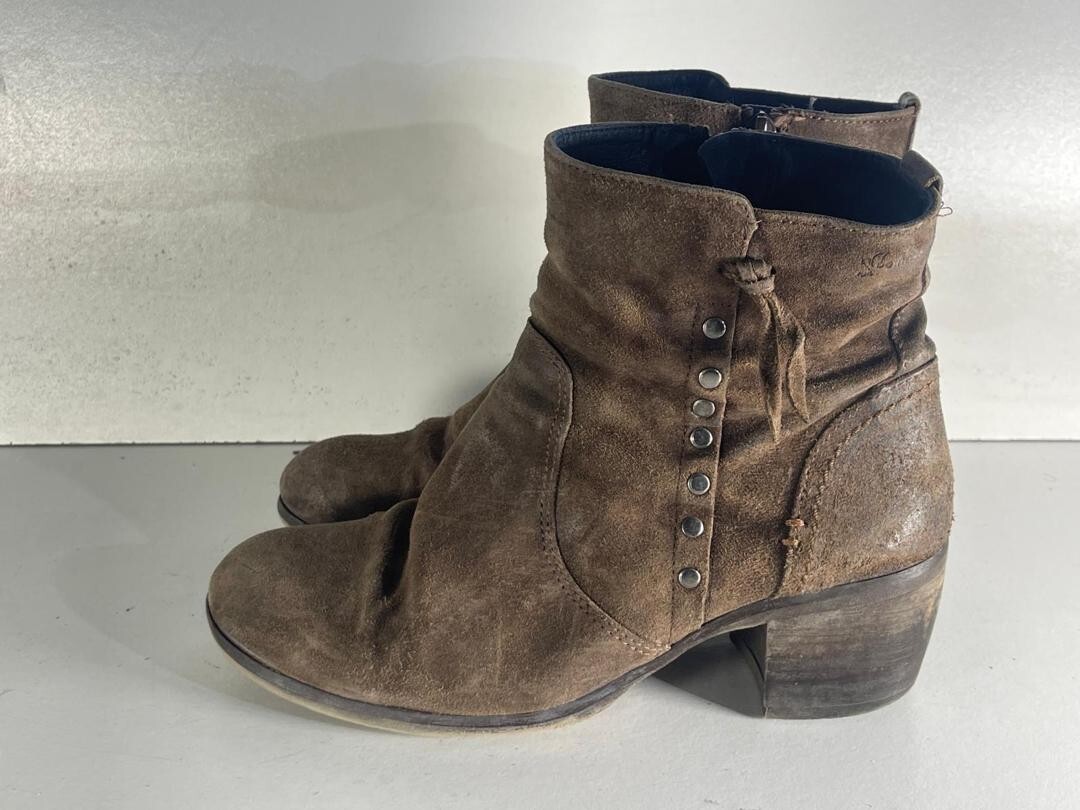 Zapatos para mujer Dorking by Fluchos talla 6/39 marrón imitación gamuza botas al tobillo -B33