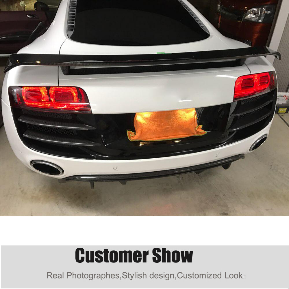 For Audi R8 GT V8 V10 2008-2015 Real Carbon Rear Trunk Spoiler Highkick Wing Lip
