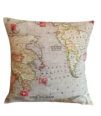 Atlas Weltkugel Karte Leinen Stein Kissenbezug 12'' 14'' 16'' 17'' 18'' 20'' 22''