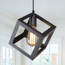 LNC 1-Light Industrial Kitchen Dining Room Chandelier Square Pendant Light