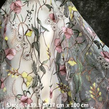 DIY Mesh Lace Embroidery Floral Fabric Sheer for Tulle Dress Curtain Craft Sew