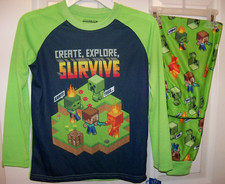 Minecraft Survive 2 Piece Set Flame Resistant Pajama PJ Boys Size 6 / 7 NWT