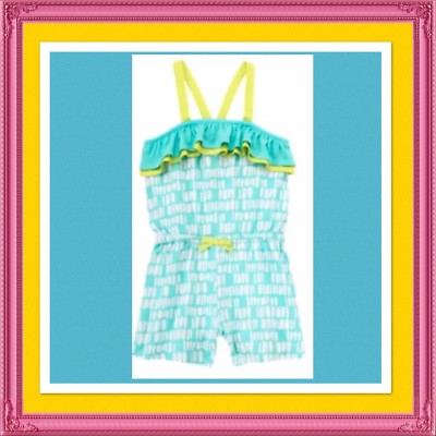 NWT Girls 4 Gymboree  DESERT DREAMS  Cotton Knit AQUA 1-piece RUFFLE ROMPER set