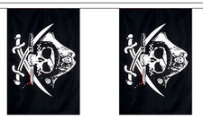 GEKREUZTE SÄBEL PIRATENWIMPEL 9 Meter 30 Flaggen Polyester Flagge PIRATEN