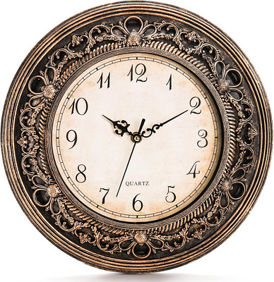 Silent Wall Clock 13 Inch Vintage Large Battery Operated round