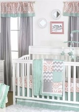 The Peanutshell Coral Medallion Window Valance Pink/Green 53 x14 NEW
