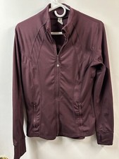 90 Degree by Reflex Womens S Full Zip Jacket Maroon Long Sleeves Thumb Holes