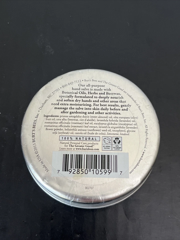 Burt's Bees pálsamo manual aceites multiusos hierbas cera de abejas 3 oz *NUEVO* Foto 2 de 4