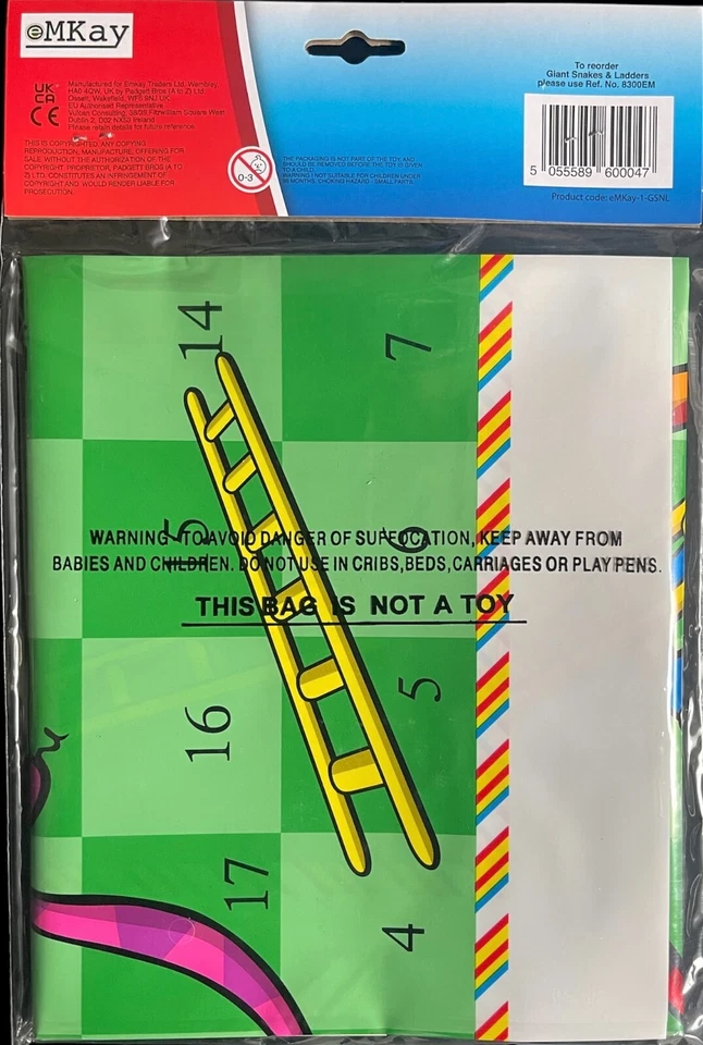 eMKay Giant Snakes & Ladders Fold Out Play Mat Game, 2-6 Players 75 x 75 cm Appx - Image 2 of 4