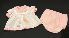 Vintage Cradle Togs Girl Apron Lace Dress with Washable Diaper Baby Infant 6-9M