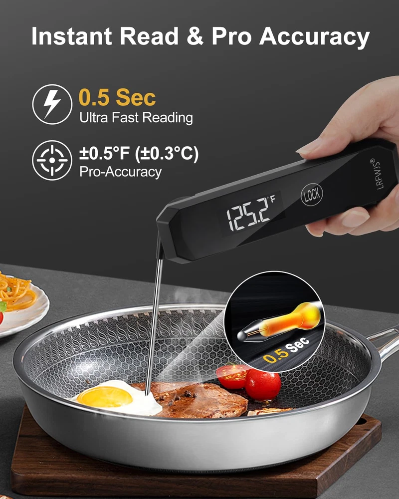 Meat Thermometer Digital 0.5 Sec Instant Read Thermometer, Ultra Fast Digital Fo