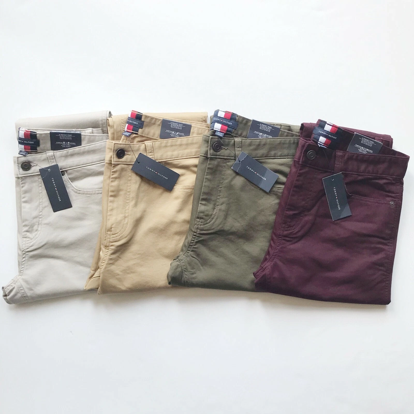 Tommy Hilfiger Men's TH Flex Stretch Slim Fit Tapered Leg Chino 5 Pocket Pants