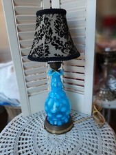 Vintage Fenton Blue Coindot Opalescent Lamp OLD! BEAUTIFUL FOR DRESSING TABLE!!!