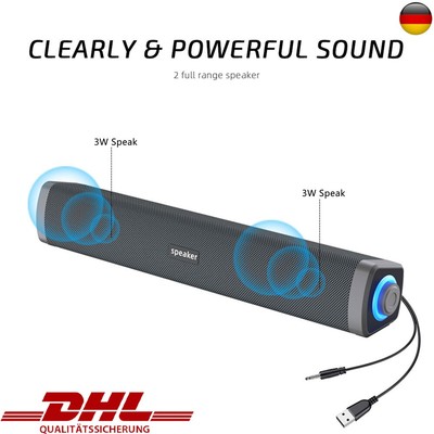 USB PC Lautsprecher Stereo Bass Speaker Multimedia Soundbar für Computer Laptop