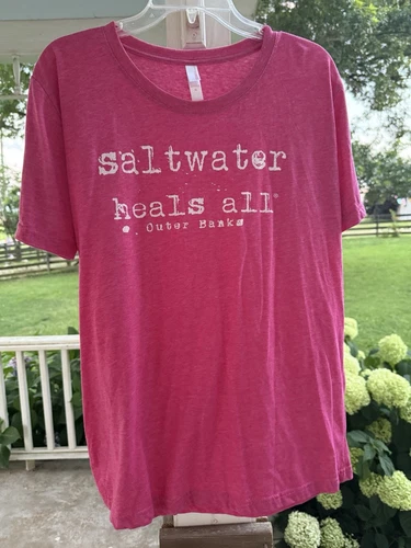 Outer Banks “Saltwater Heals All” Pink Tee Shirt Women’s XL