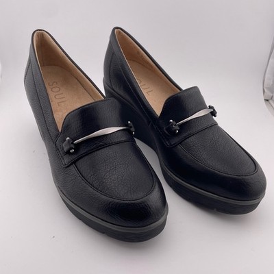 Soul Naturalizer Achieve Black Wedge Loafers Metallic Detail Shoes Womens 9M