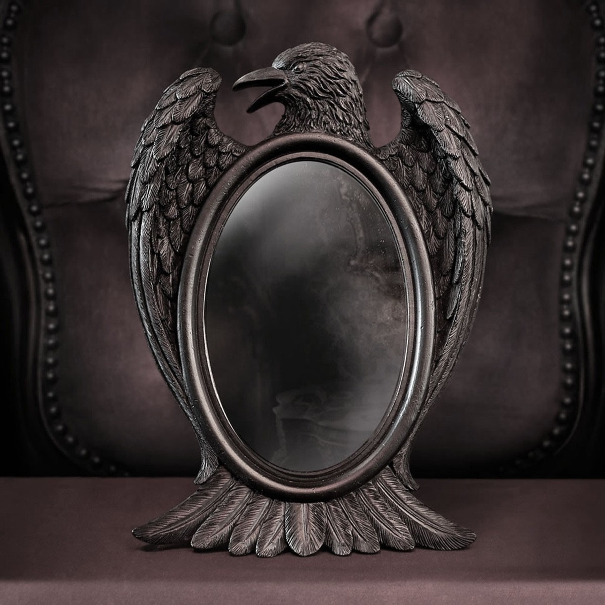 Alchemy Gothic Black Raven Mirror Wall or Free Standing Resin Gift