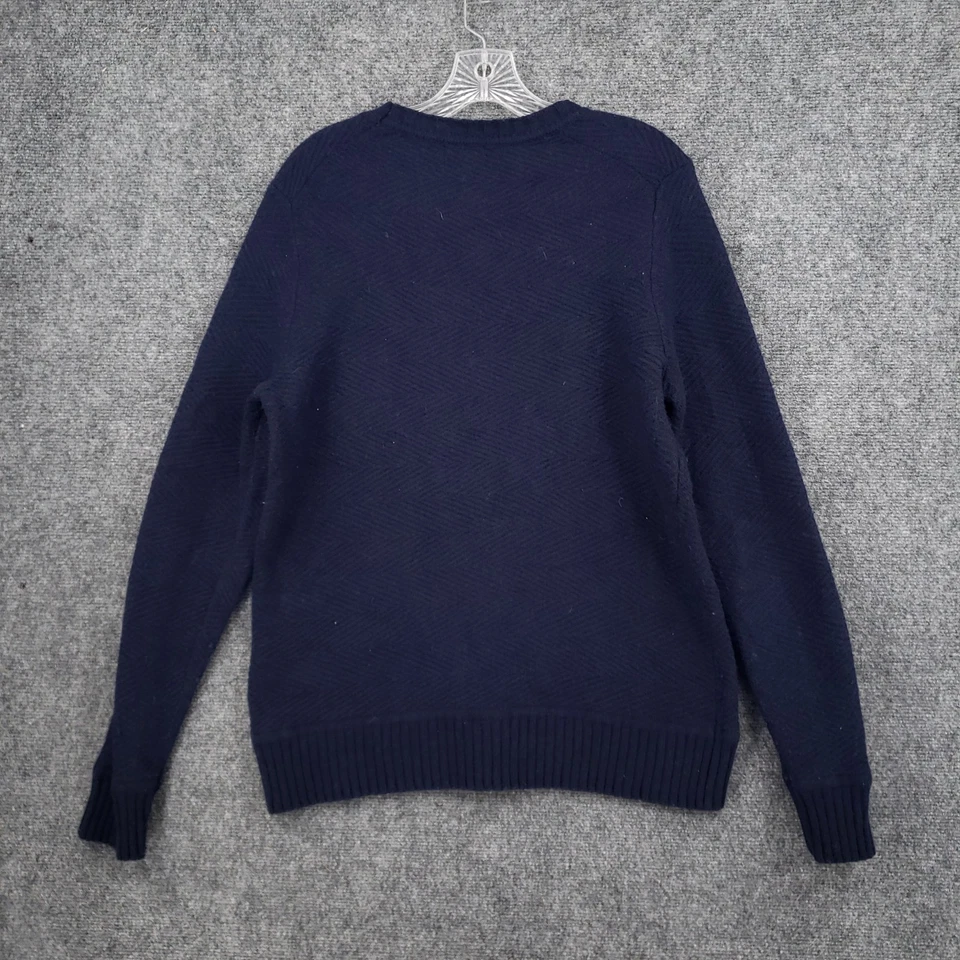 Suéter Banana Republic Mujer Grande Azul Marino Hilo Italiano Lana Merino Cuello Redondo Foto 2 de 4