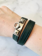Hermes Paris Rivale Tour Green Leather Pallad...