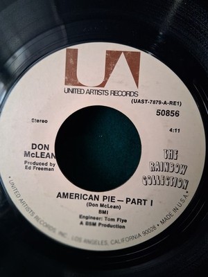 Don McLean ''American pie'' 7'' 45rpm, UA records,1971,cat#50856