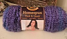 Lion Homespun Thick Quick Yarn Violet Stripes 208 8 oz 160 Yds 1 Skein
