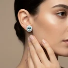 Santa Maria Blue Aquamarine 9.45Ct 925 Sterling Silver White Gold Halo Earrings