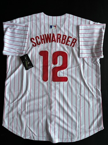 Kyle Schwarber #12 Men's Philadelphia Phillies White Flex Base Jersey LARGE  NWT