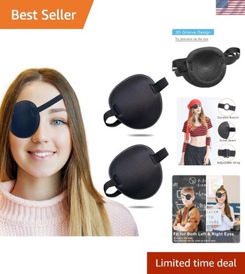 Black Eye Patch Duo - 2 Pack, Adjustable & Pressure-Free Design