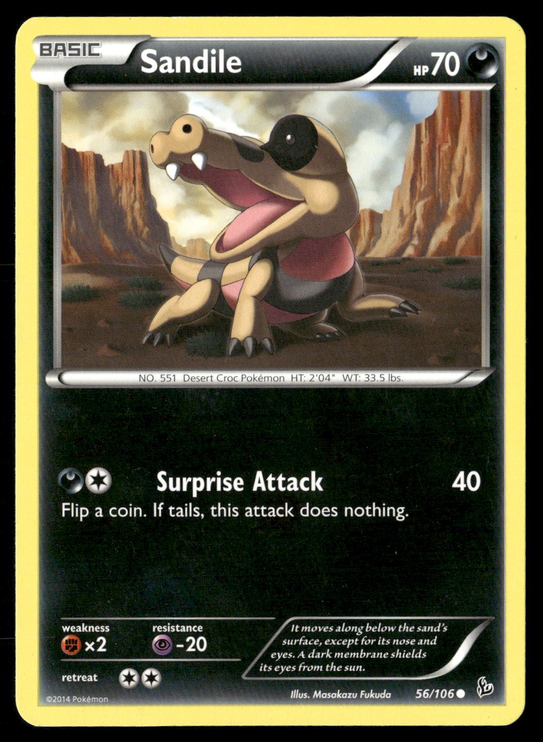 Sandile 56/106 Common Flashfire Pokemon Lightly Played