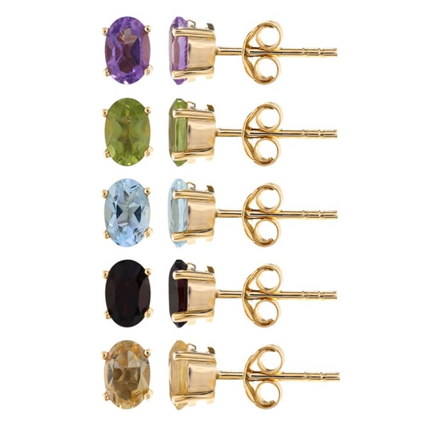 Cavill Ohrringe Set 5 Paar 925 Silber Vergoldet Amethyst Topas Citrin 4,23Ct-image