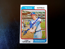 1974 Topps Autographed Tom Grieve Texas Rangers Baseball Card #268 Vintage Auto
