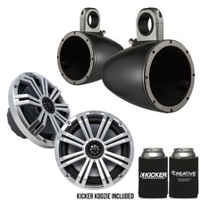 Kicker 8" BlackSilver Wake Tower LED Marine Speakers 1-Pair