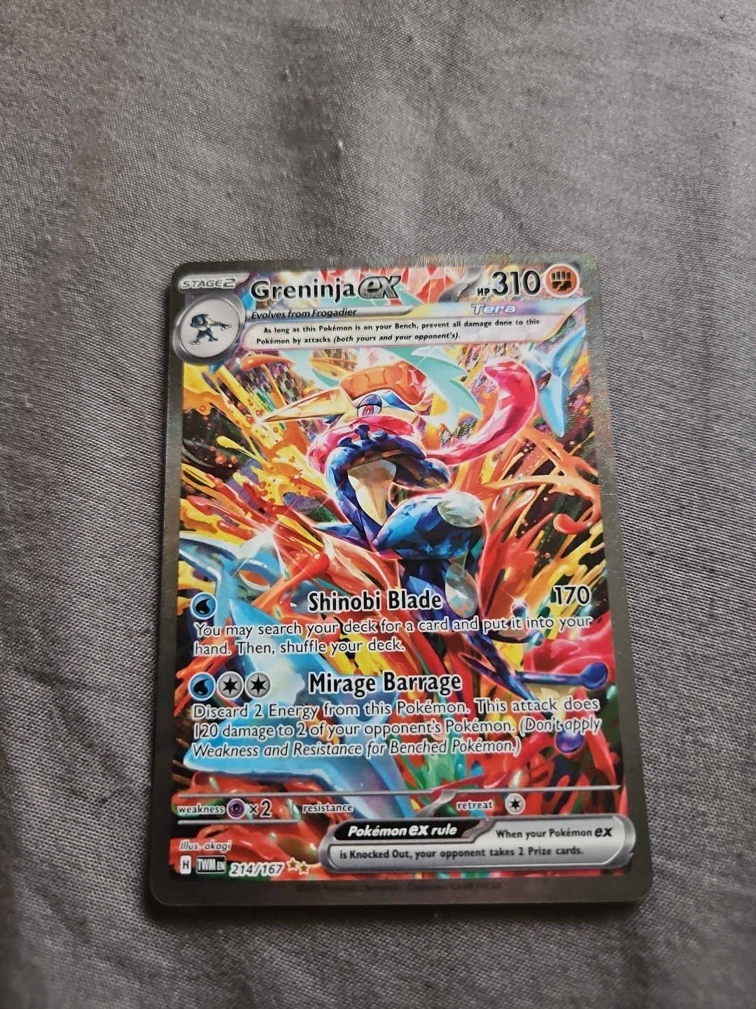 Pokemon Greninja EX 214/167SV06: Twilight Masquerade Holo Rare Mint Condition