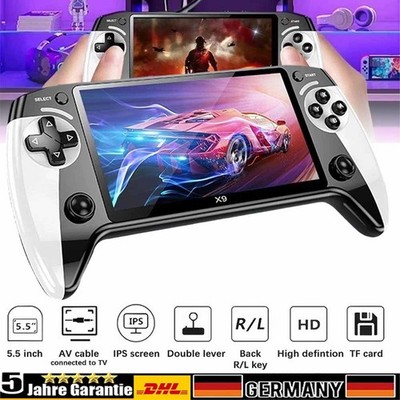 X9 Retro Handheld Spielekonsole 5.5Zoll IPS HD Display 6000+ Spiele 128GB DE