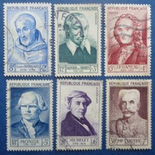 France oblitérés, n°945 à 950, série personnages célèbres 1953