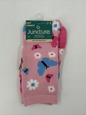 NEW! Juncture Kids Socks Butterflies in Pink And Blue Size 7-2 Kids