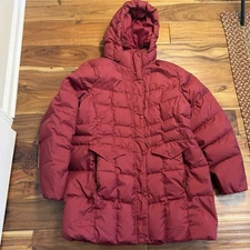 LL Bean Mountain Classic Down Parka Jacket Womens XL Downtek Pertex Puffer Red