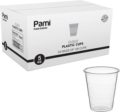 PAMI Clear Plastic Cups 5oz 7oz 9oz Disposable Party Drink Cups Bulk | 200 2400