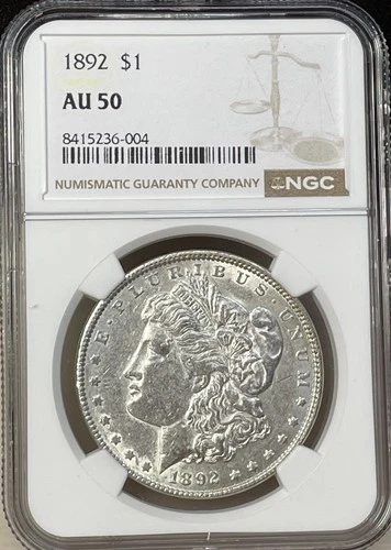 1892 Morgan Silver Dollar $1 NGC AU50