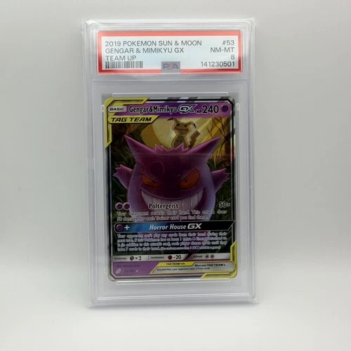 Gengar & Mimikyu GX Team Up #53 2019 Pokemon PSA 8