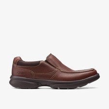 Image of Clarks Mens Bradley Free Tan Tumbled Loafers,Slip Ons Leather Casual