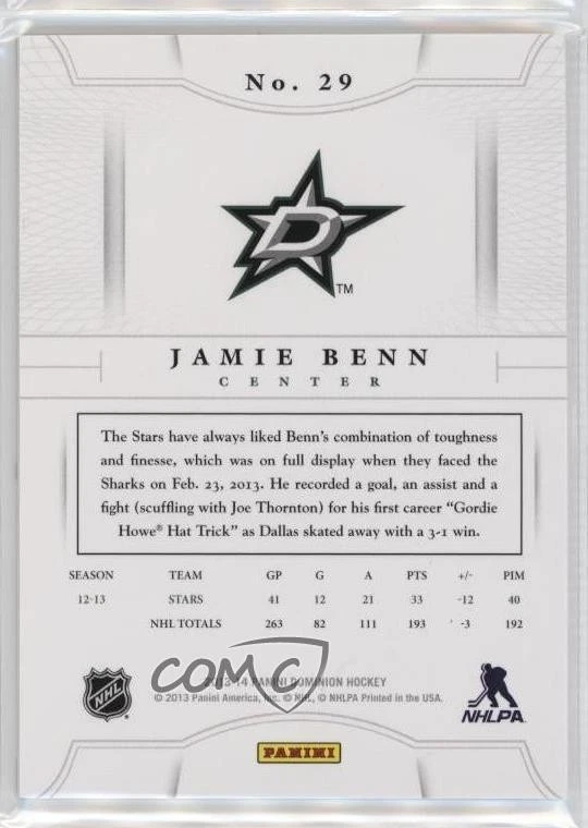 2013-14 Panini Dominion /299 Jamie Benn #29 - Image 2 of 2