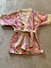 Vintage 1990s Winnie Pooh Terry Cover Up Bath Robe Toddler Small 4/5 Disney Pink