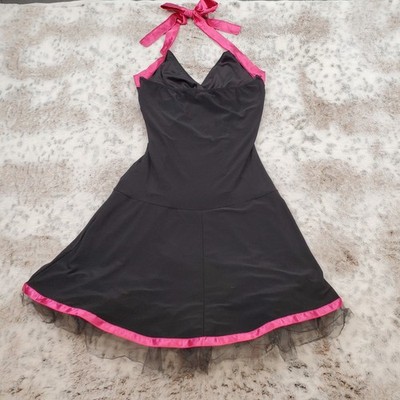 hot pink black dress Pink & Black Split Sweetheart Dress