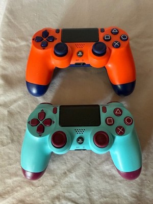 Sony PS4 DualShock 4 Wireless Controllers - Sunset Orange & Berry Blue